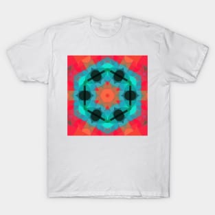 Retro Mandala Flower Blue and Pink T-Shirt